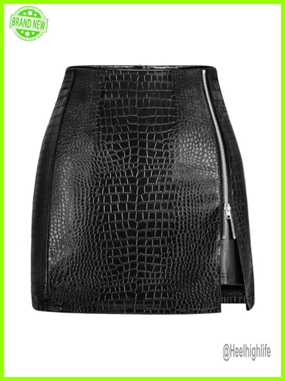 Faux Leather Mini Skirt High Waisted Bodycon Pencil Zipper Slit